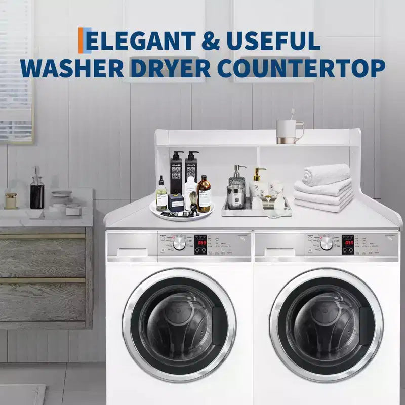 2-Tier Laundry Countertop with Edge Rails and Anti-Slip Pads