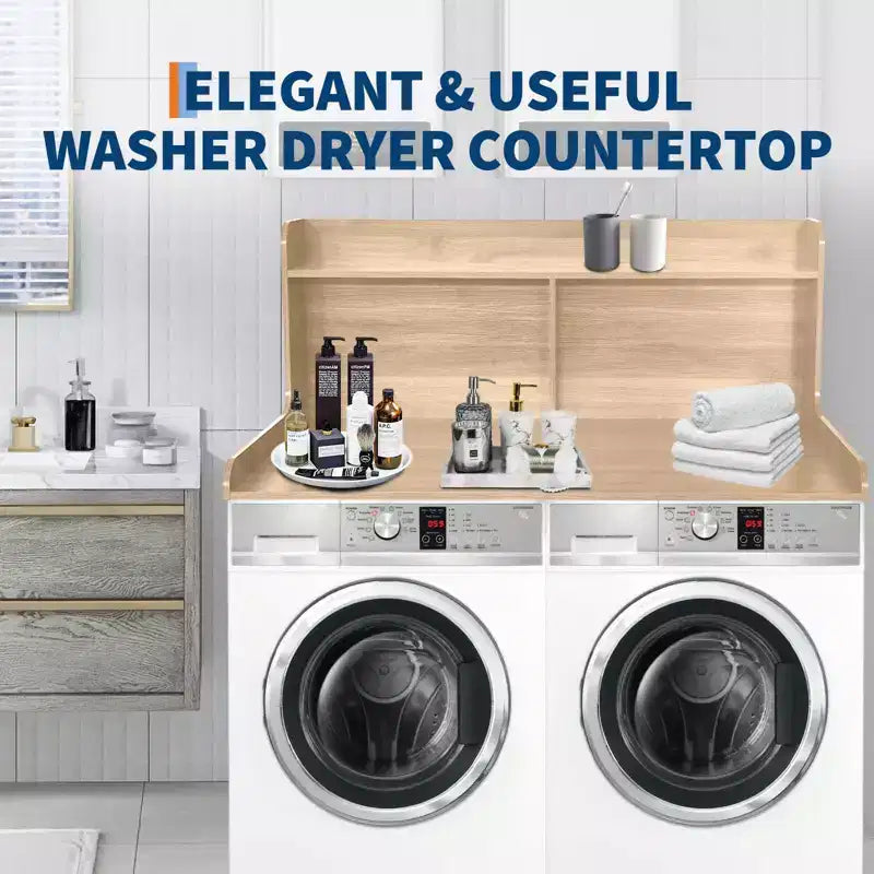 2-Tier Laundry Countertop with Edge Rails and Anti-Slip Pads
