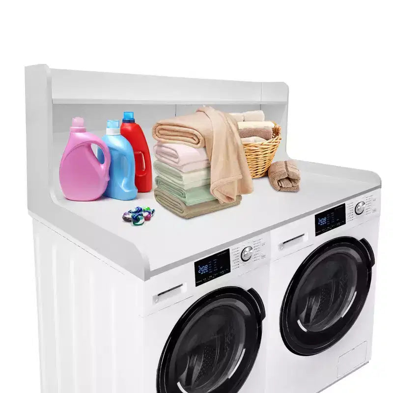 2-Tier Laundry Countertop with Edge Rails and Anti-Slip Pads