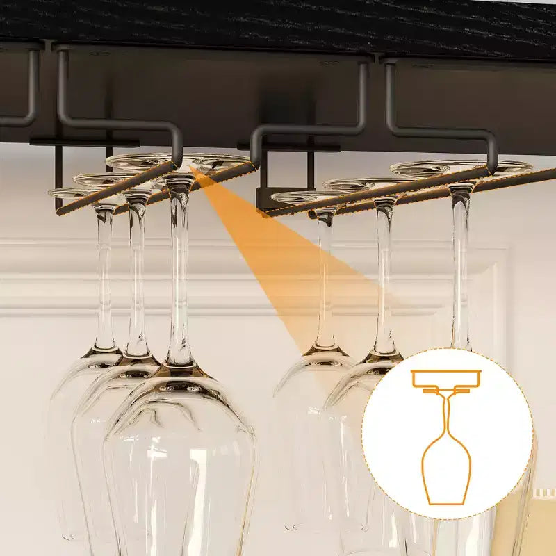 3-Tier Wine Bar Cabinet with Wine Rack and Storage Space, Buffet Cabinet with Glass Holder and Mesh Door, for Kitchen, Living Room and Bar