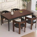 Acekool Set of 4 Mid-Century Chairs - Wide PU Leather Seats w/ Rubberwood Frame, Black Dining Chairs for Home & Office
