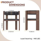 Acekool Set of 4 Mid-Century Chairs - Wide PU Leather Seats w/ Rubberwood Frame, Black Dining Chairs for Home & Office