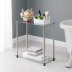 24-Inch Silver Rectangle Glass Table Top End Table