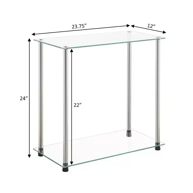 24-Inch Silver Rectangle Glass Table Top End Table