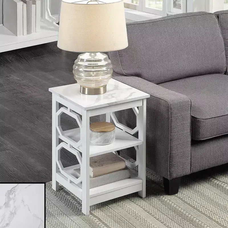 23.75-Inch White Rectangle Wood Table Top End Table