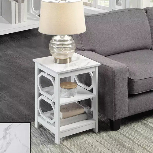 23.75-Inch White Rectangle Wood Table Top End Table