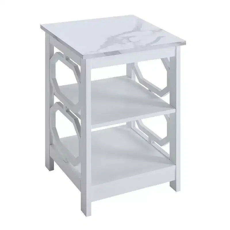23.75-Inch White Rectangle Wood Table Top End Table