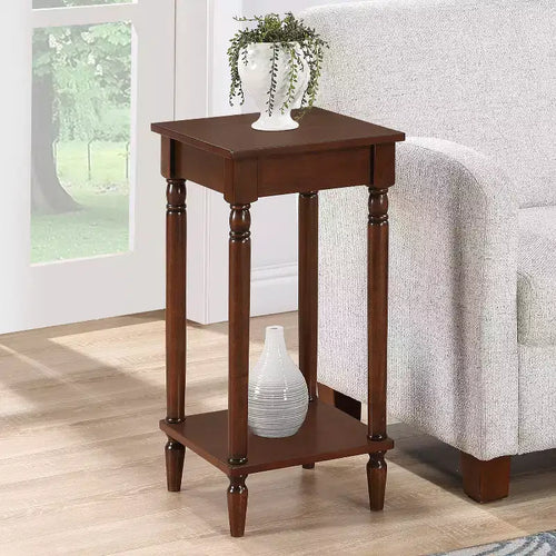 28-Inch Brown Rectangle Wood Top End Table with Shelf