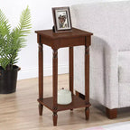 28-Inch Brown Rectangle Wood Top End Table with Shelf