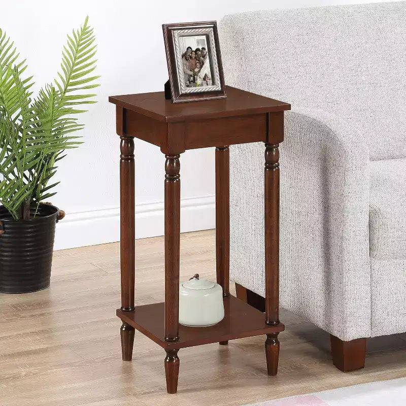 28-Inch Brown Rectangle Wood Top End Table with Shelf