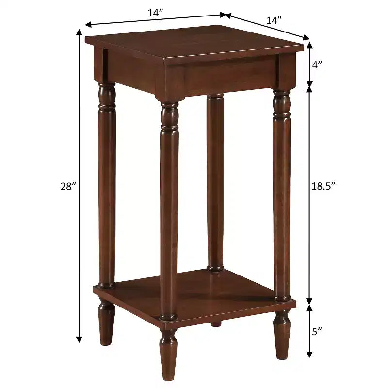 28-Inch Brown Rectangle Wood Top End Table with Shelf