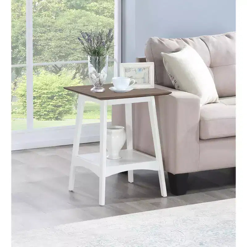 24-Inch White Rectangle Wood Top End Table