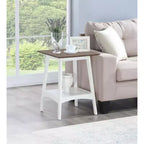 24-Inch White Rectangle Wood Top End Table