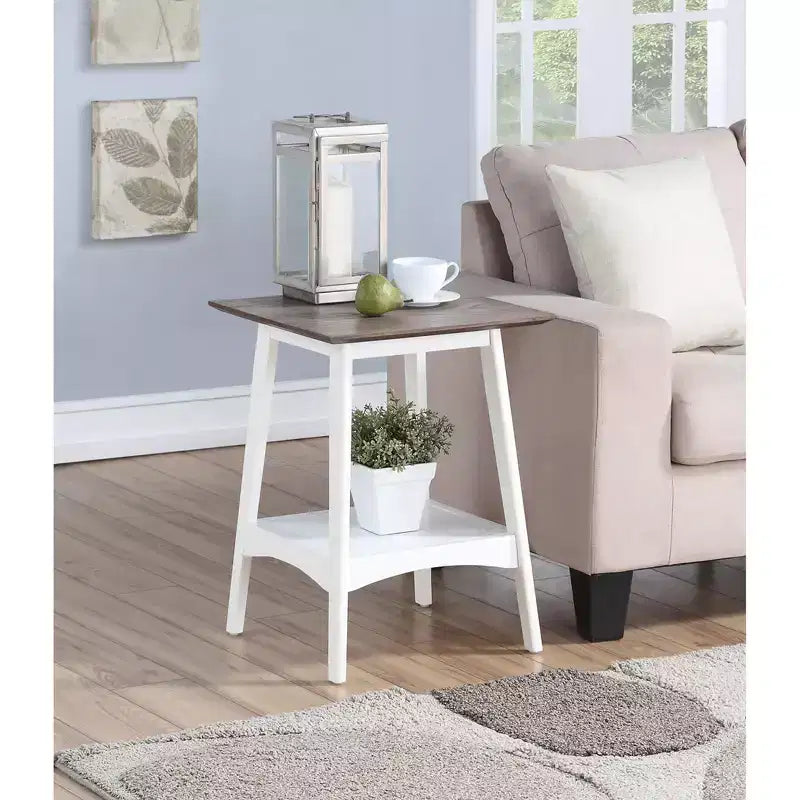 24-Inch White Rectangle Wood Top End Table