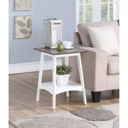 24-Inch White Rectangle Wood Top End Table