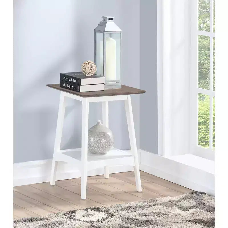 24-Inch White Rectangle Wood Top End Table