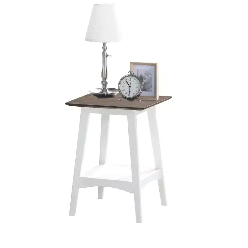 24-Inch White Rectangle Wood Top End Table