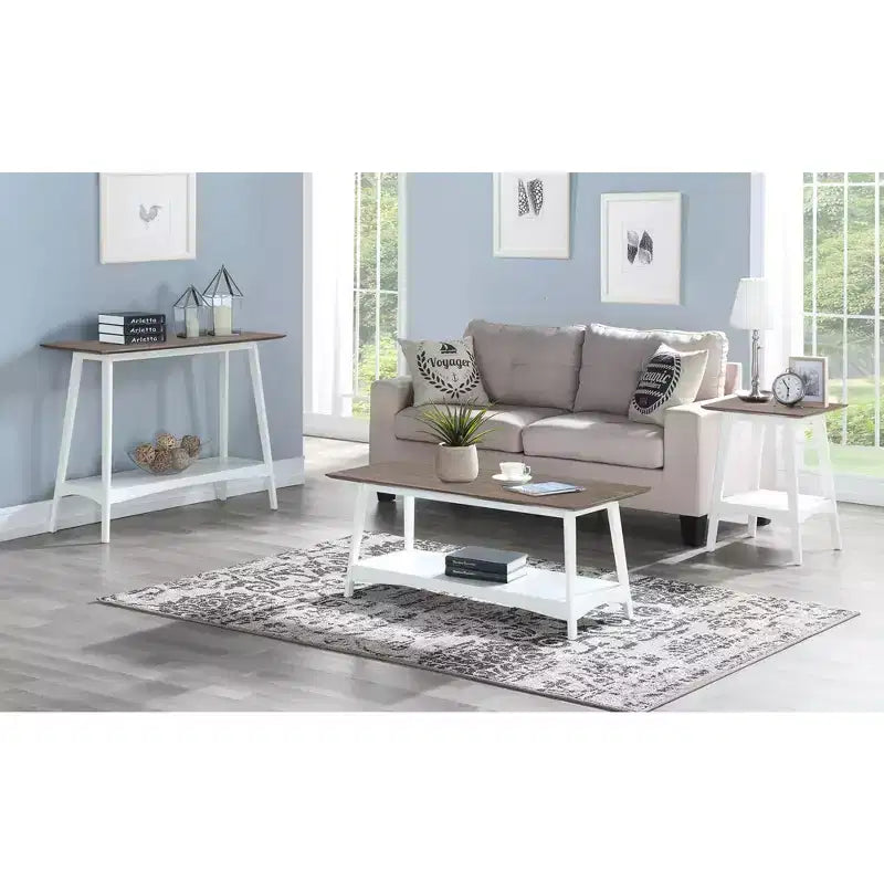24-Inch White Rectangle Wood Top End Table