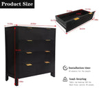 Dresser, Chest of Drawers, 4 Drawer Dresser, Waveform Fluted Panel Wood Dresser, Modern Dressers for Storage Drawers for Bedroom, Closet Living Room