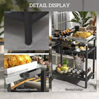 Outdoor Bar Serving Cart with Stainless Steel Top and Storage
