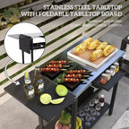 Outdoor Bar Serving Cart with Stainless Steel Top and Storage