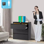 3-Drawer Lateral File Cabinet with Lock – Black Metal