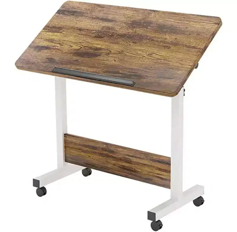 Mobile Folding Desk Portable Standing Desk with Height Adjustable 26-34, Rolling Computer Workstations with Lockable Wheels for Home Office