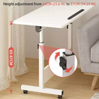 Mobile Folding Desk Portable Standing Desk with Height Adjustable 26-34, Rolling Computer Workstations with Lockable Wheels for Home Office