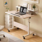 Mobile Folding Desk Portable Standing Desk with Height Adjustable 26-34, Rolling Computer Workstations with Lockable Wheels for Home Office