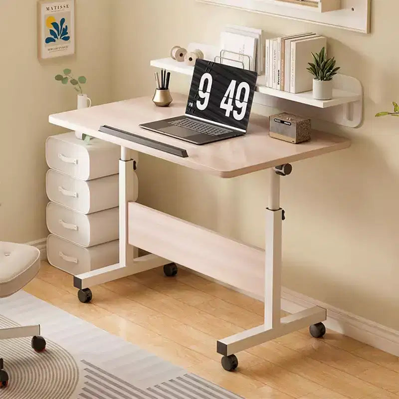 Mobile Folding Desk Portable Standing Desk with Height Adjustable 26-34, Rolling Computer Workstations with Lockable Wheels for Home Office