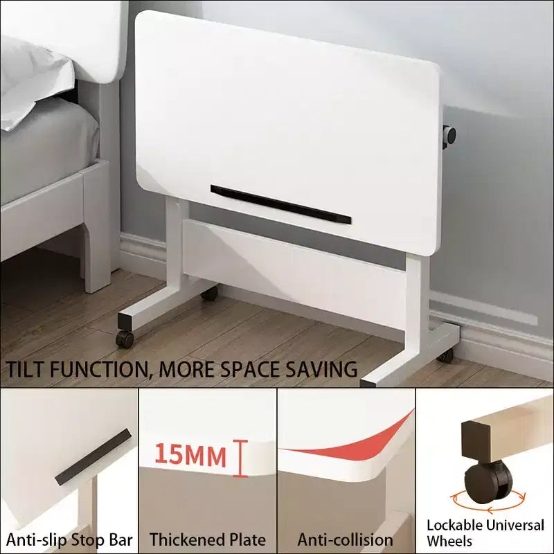 Mobile Folding Desk Portable Standing Desk with Height Adjustable 26-34, Rolling Computer Workstations with Lockable Wheels for Home Office