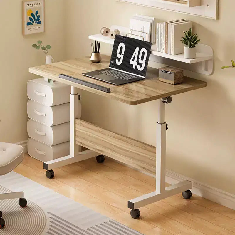 Mobile Folding Desk Portable Standing Desk with Height Adjustable 26-34, Rolling Computer Workstations with Lockable Wheels for Home Office