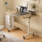 Mobile Folding Desk Portable Standing Desk with Height Adjustable 26-34, Rolling Computer Workstations with Lockable Wheels for Home Office