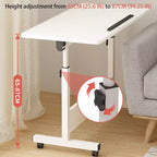 Mobile Folding Desk Portable Standing Desk with Height Adjustable 26-34, Rolling Computer Workstations with Lockable Wheels for Home Office