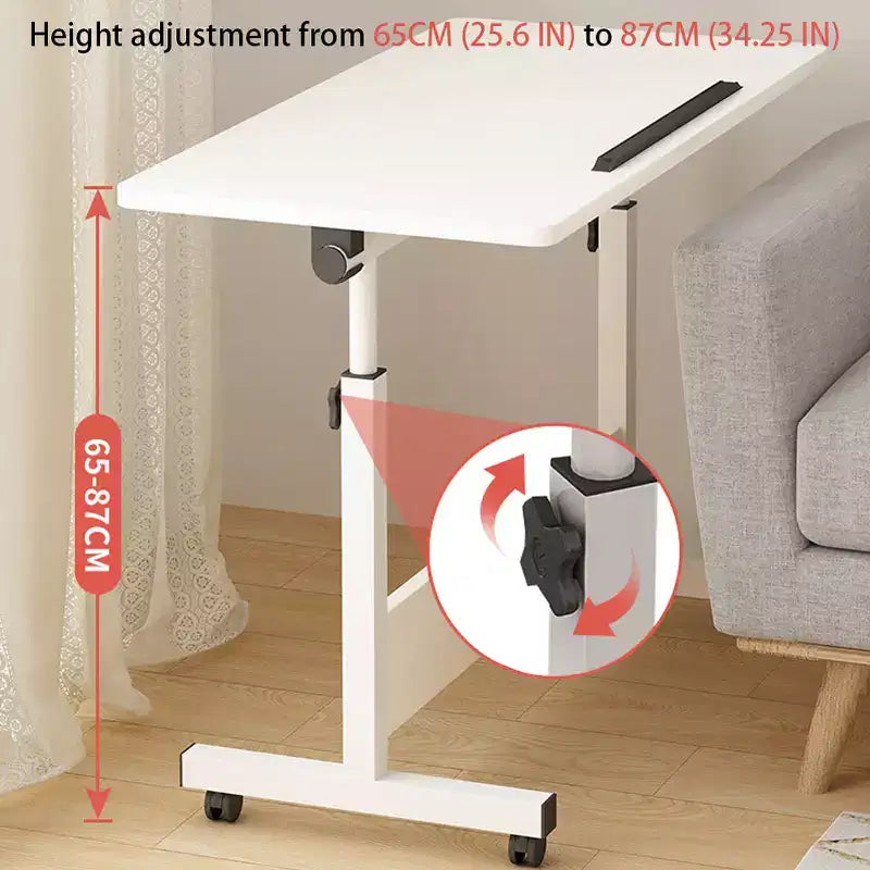 Mobile Folding Desk Portable Standing Desk with Height Adjustable 26-34, Rolling Computer Workstations with Lockable Wheels for Home Office