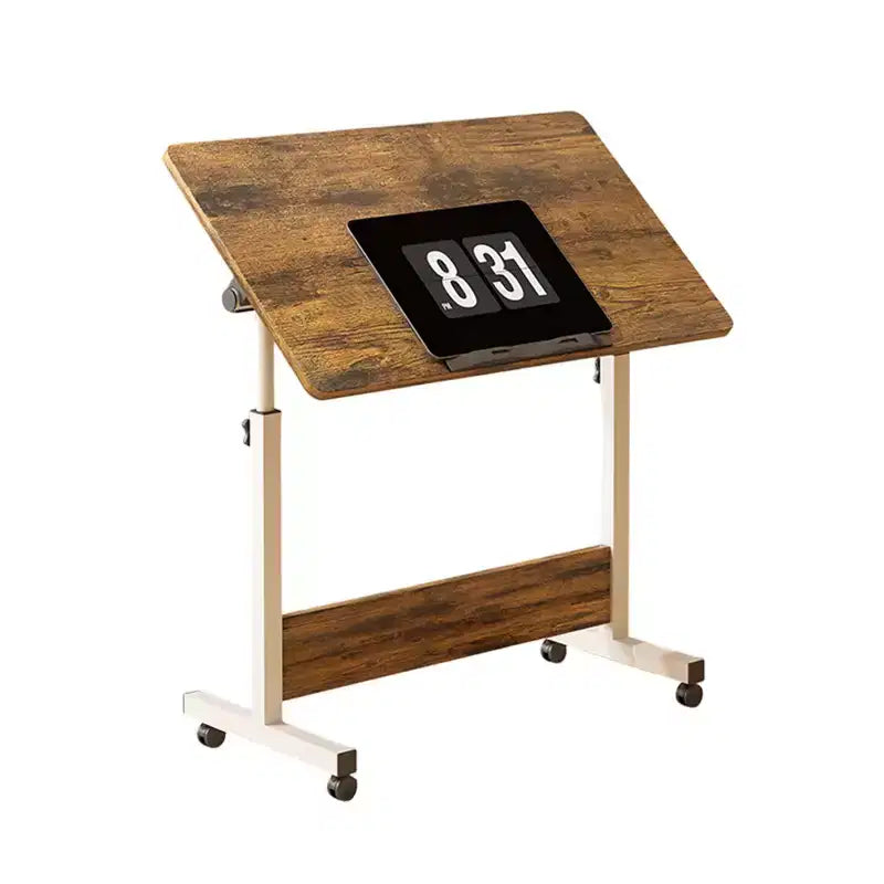 Mobile Folding Desk Portable Standing Desk with Height Adjustable 26-34, Rolling Computer Workstations with Lockable Wheels for Home Office