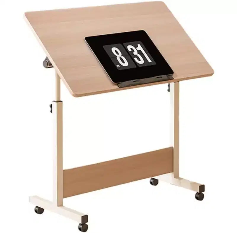 Mobile Folding Desk Portable Standing Desk with Height Adjustable 26-34, Rolling Computer Workstations with Lockable Wheels for Home Office