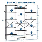 Triple Column 5-Tier Industrial Bookshelf with 14 Shelves