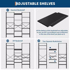 Triple Column 5-Tier Industrial Bookshelf with 14 Shelves