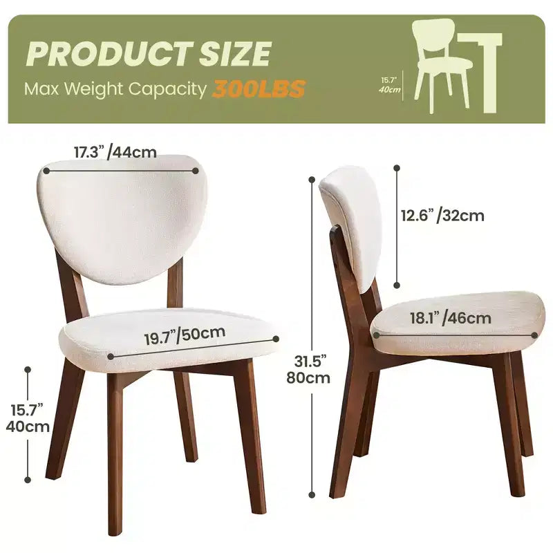 Set of 8 Wooden Dining Chairs with Upholstered Fabric Seat