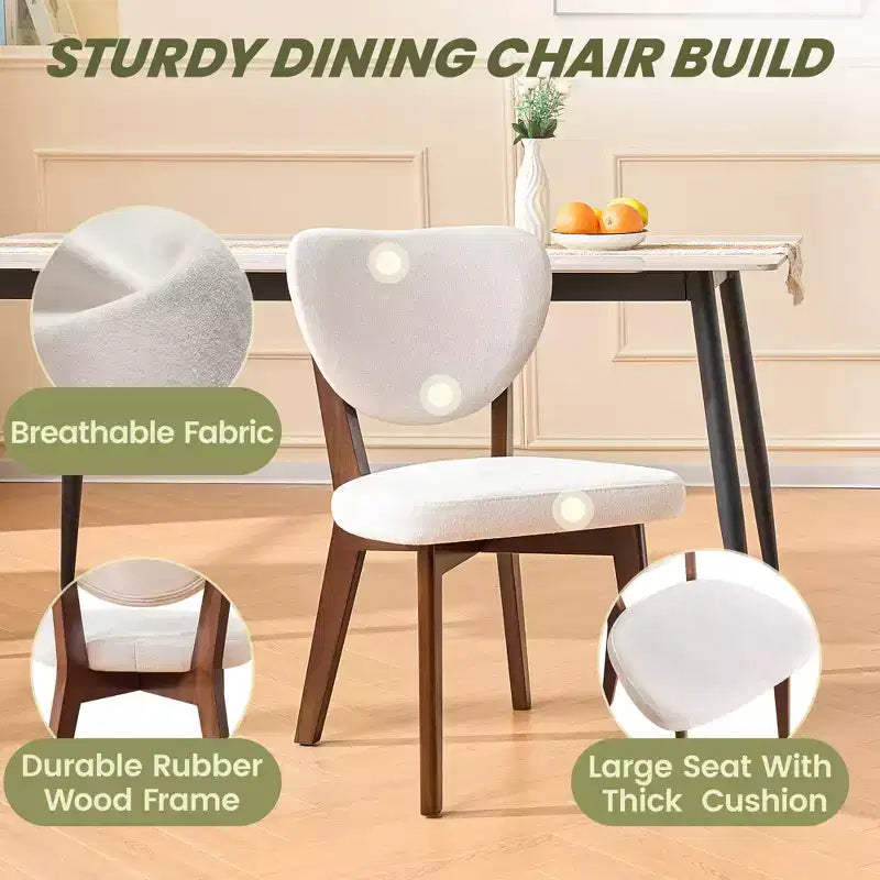 Set of 8 Wooden Dining Chairs with Upholstered Fabric Seat
