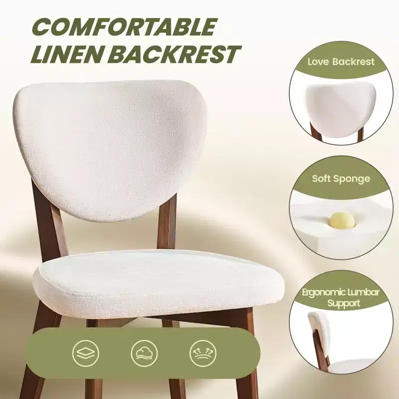 Set of 8 Wooden Dining Chairs with Upholstered Fabric Seat