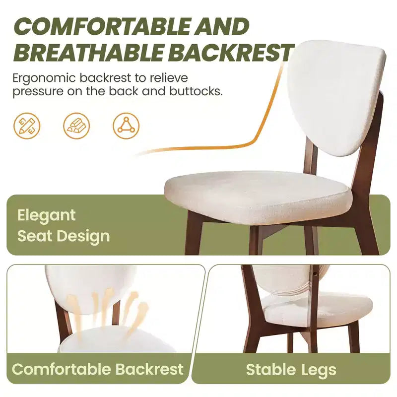 Set of 8 Wooden Dining Chairs with Upholstered Fabric Seat