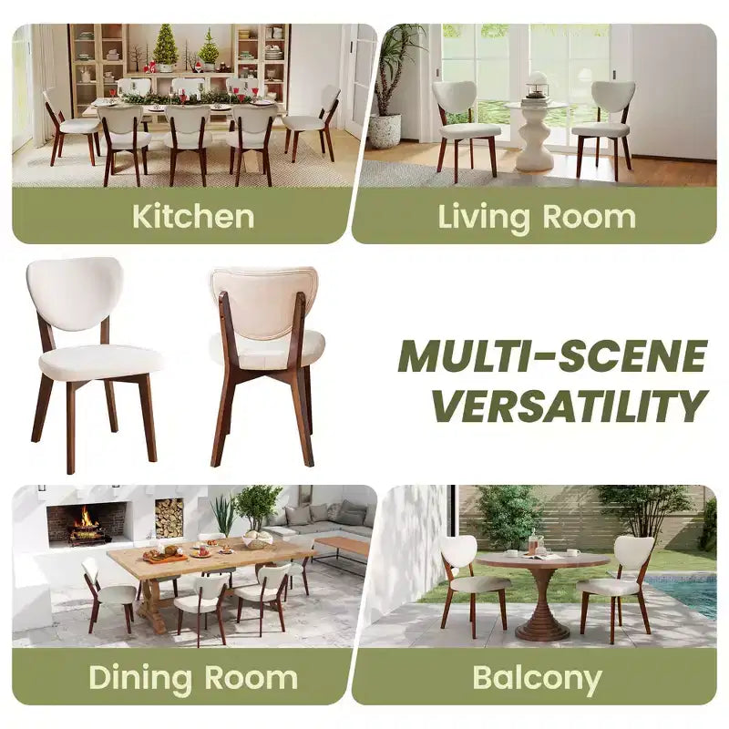 Set of 8 Wooden Dining Chairs with Upholstered Fabric Seat
