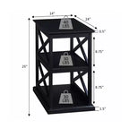 HomeStock Belmont Chairside End Table with Shelves Stylish Double X Frame Three-Tier Storage Accent Table for Transitional Home Dcor