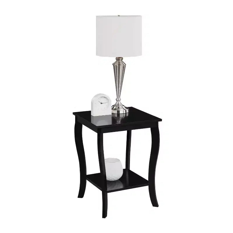 HomeStock Belmont Square End Table with Two Tier Shelving, Classic Transitional Accent Side Table with Spacious Storage for Living Room Dcor