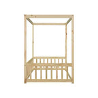 Luxystar Twin Canopy Frame Floor Bed with Fence