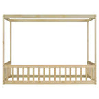 Luxystar Twin Canopy Frame Floor Bed with Fence