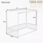 Luxystar Twin Canopy Frame Floor Bed with Fence