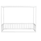 Luxystar Twin Canopy Frame Floor Bed with Fence